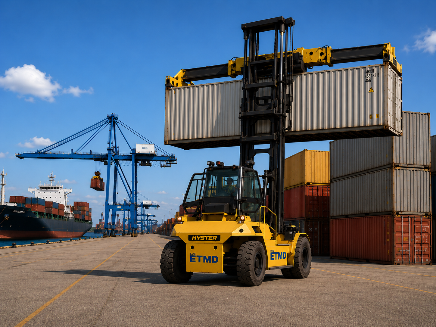 Positionnement de conteneur par engin ETMD