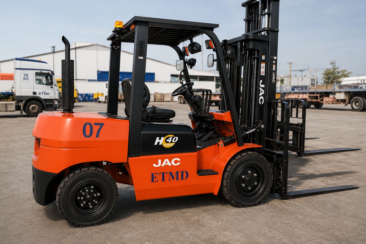 Chariot JAC ETMD en zone logistique